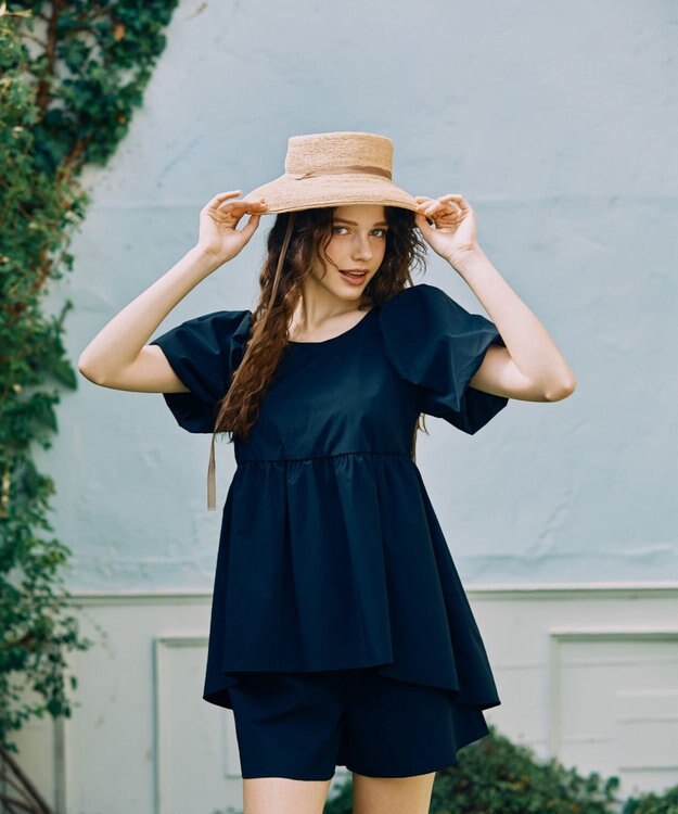 San-ai Resort（三愛水着楽園） 【UPF50＋】　パフスリーブキュロット3点セット　9M・11L　【San-ai Resort（サンアイリゾート）】 ブラック