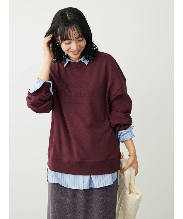 Green Parks アソートロゴ裏毛プルオーバー Red