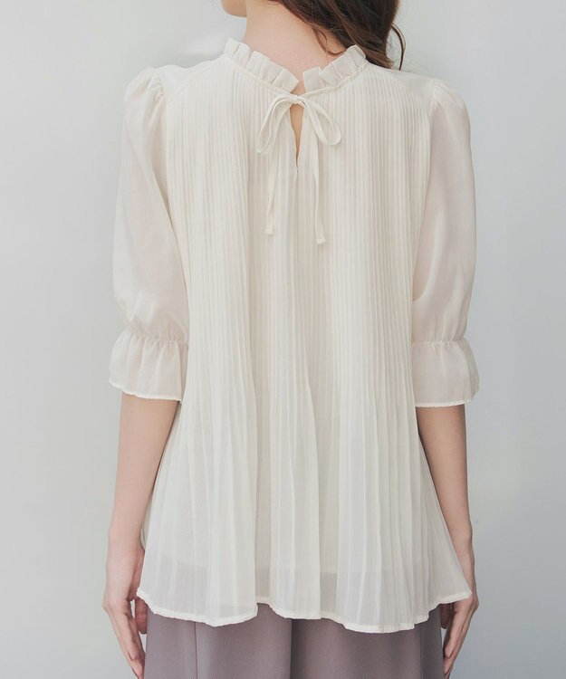 Tiaclasse 【前後2way・洗える】シアープリーツブラウス オフホワイト