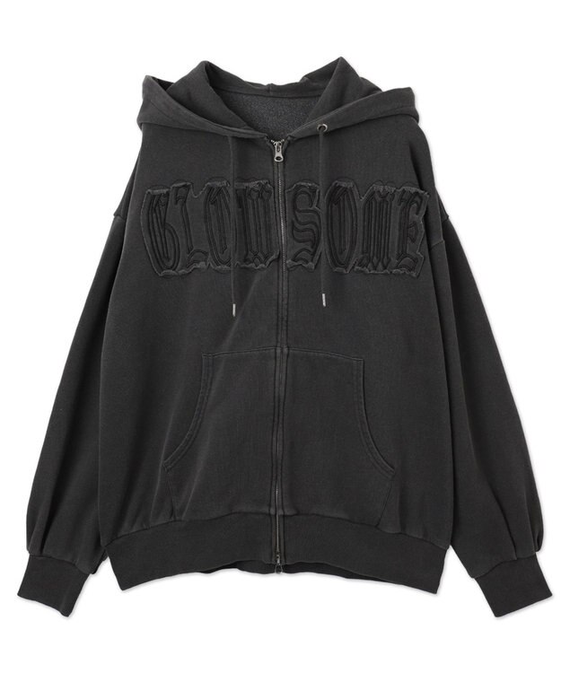 WEGO ヴィンテージウォッシュパッチワークBIGZIPパーカー スミクロ