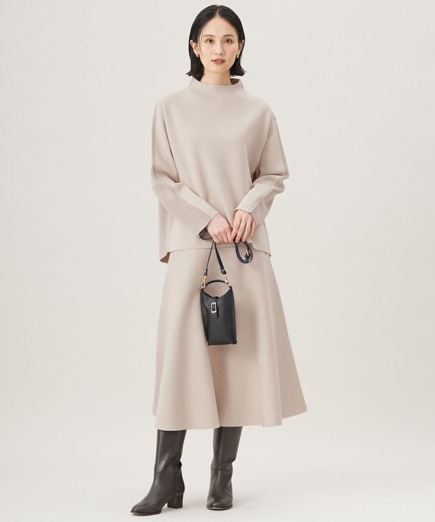 自由区 【セットアップ対応・洗える】ウールミラノニット スカート ベージュ