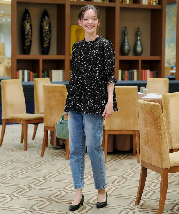 Tiaclasse 【前後2way・洗える】シアープリーツブラウス ドット