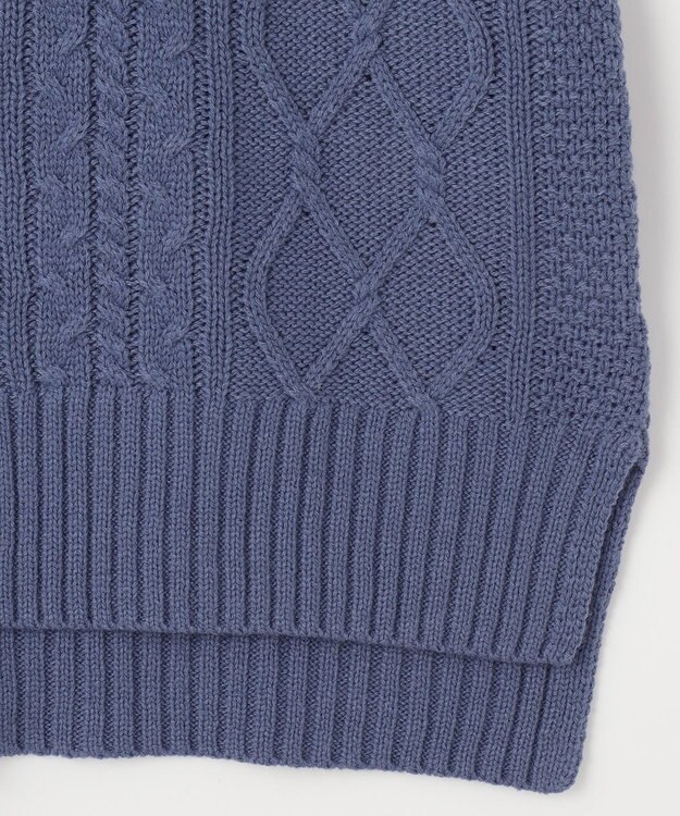 ANY 【6色展開】ソフトアクリルハイネックケーブルニット ブルー