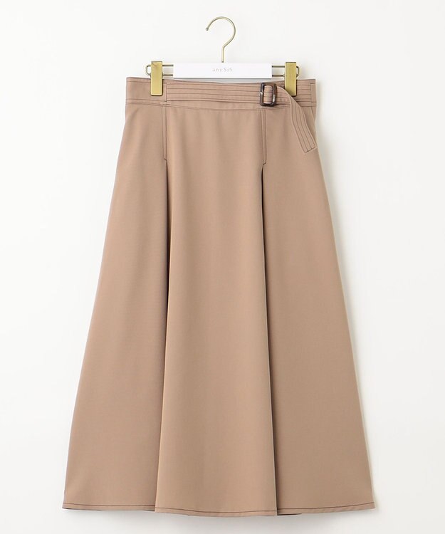 ANY SIS L 【洗える】チノライクタック スカート ベージュ