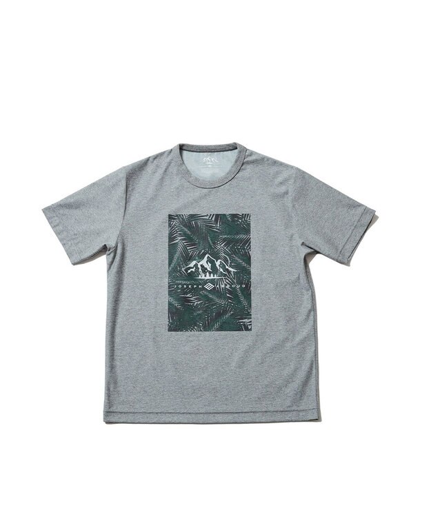 JOSEPH ABBOUD MOUNTAIN 【UNISEX】スラブリーフプリント Tシャツ ライトグレー系