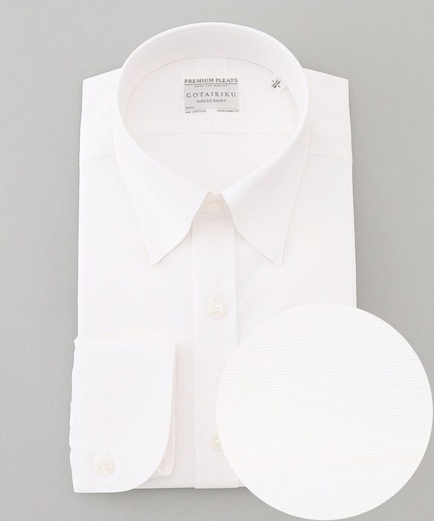 GOTAIRIKU 【形態安定】PREMIUMPLEATS_スナップダウン 通年ドレスシャツ ホワイト系