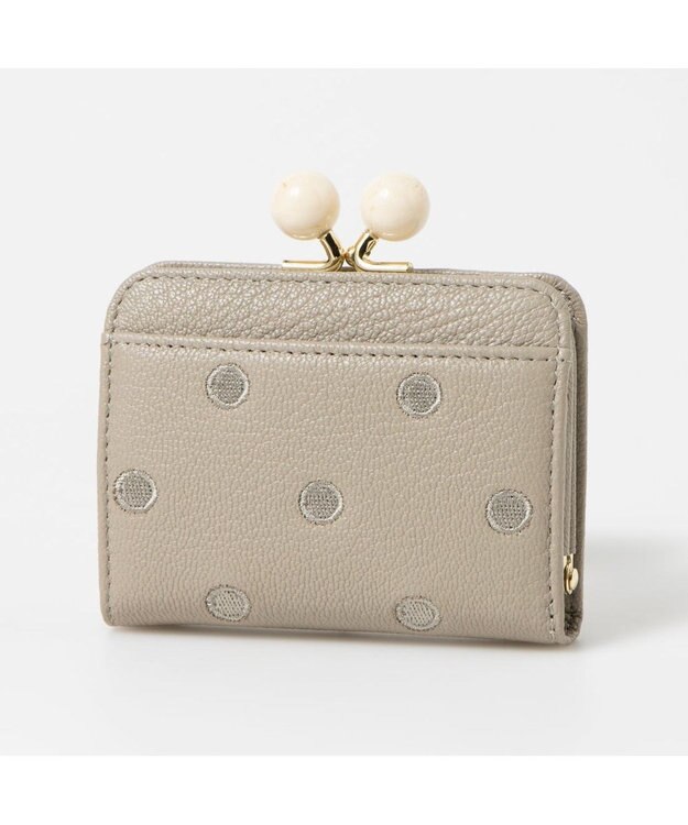 UNBILLION ペルケ perche / アクリル玉ドット刺繍・ジャバラカードウォレット グレードット