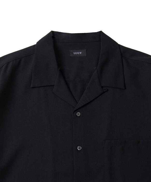 WEGO 【速乾/シワになりにくい】ドライポリオープンカラーシャツ(S) ブラック