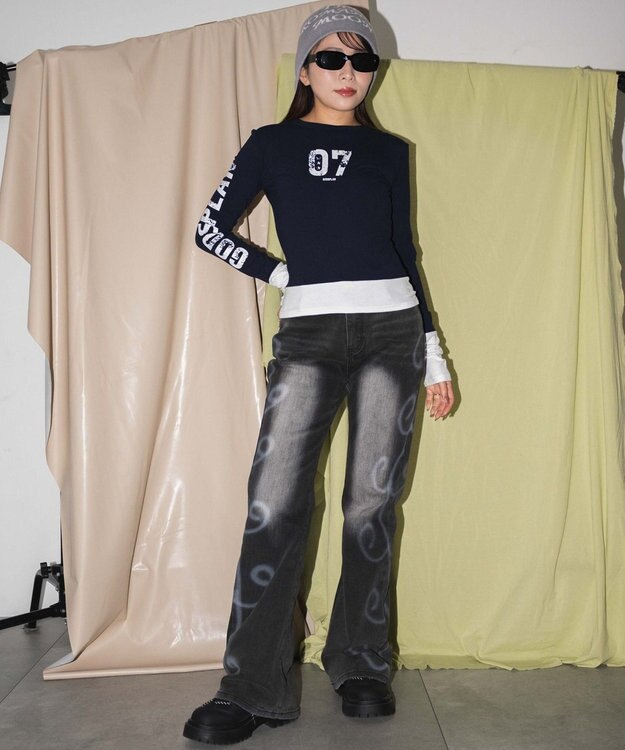 WEGO ナンハリングーレイヤードトップス ネイビー