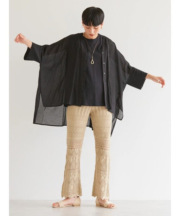 AMERICAN HOLIC バックギャザーＶネックシアーシャツ Black