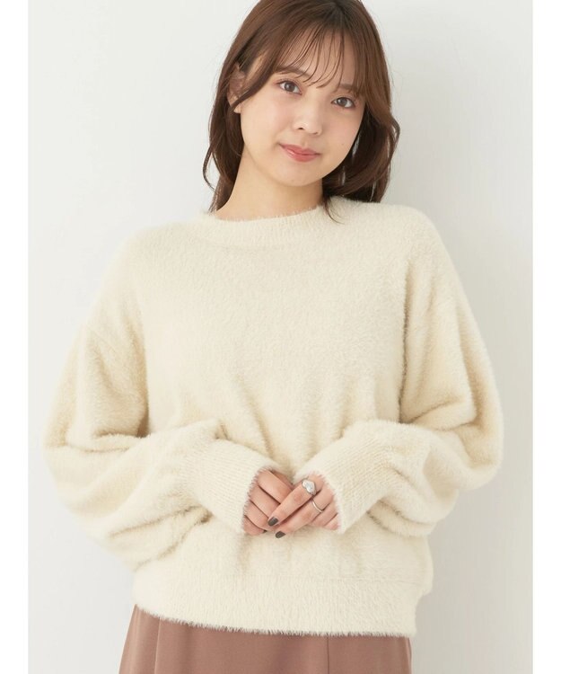 earth music&ecology ミニシャギープルオーバー Ivory