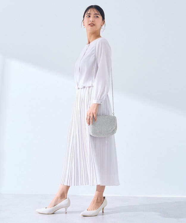 YECCA VECCA ジョーゼットプリーツワンピース Light Gray