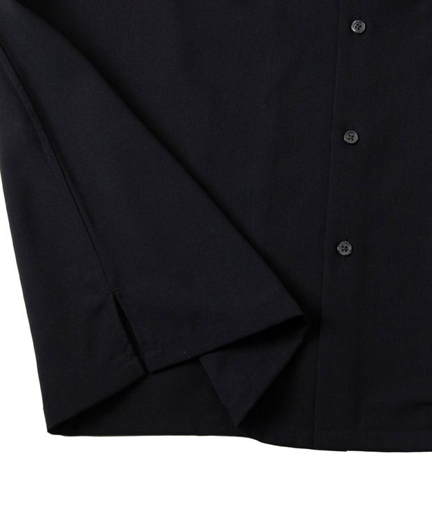 WEGO 【速乾/シワになりにくい】ドライポリオープンカラーシャツ(S) ブラック