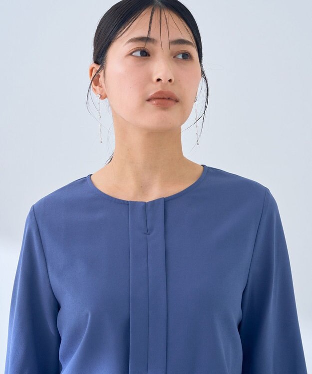 YECCA VECCA ジョーゼットプリーツワンピース Blue