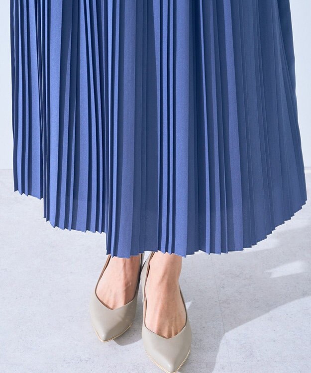 YECCA VECCA ジョーゼットプリーツワンピース Blue