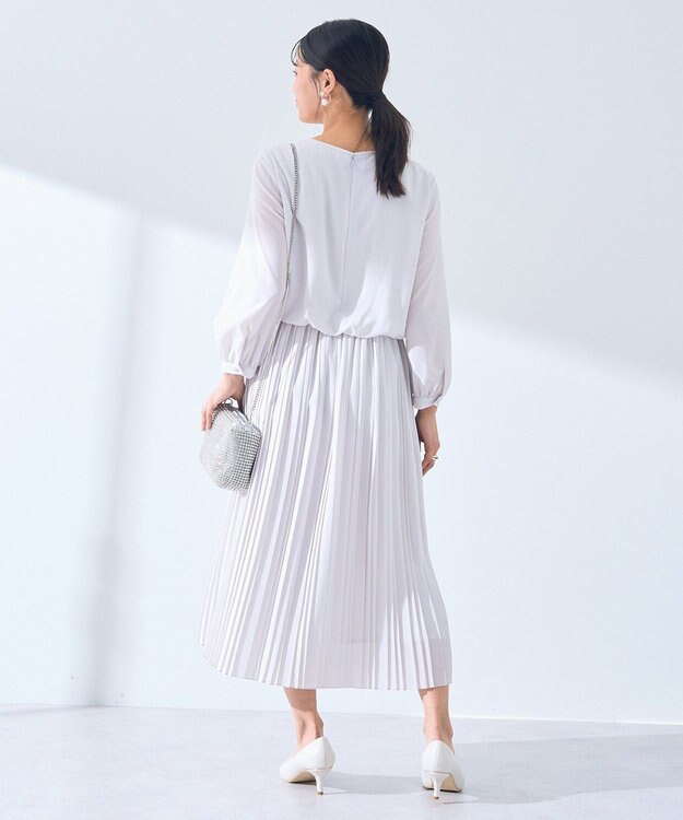 YECCA VECCA ジョーゼットプリーツワンピース Light Gray