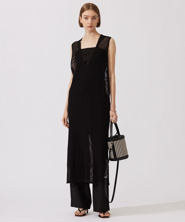 ICB クロシェニット ワンピース ブラック系