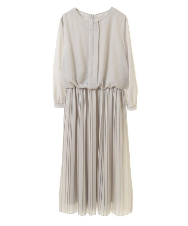YECCA VECCA ジョーゼットプリーツワンピース Light Gray