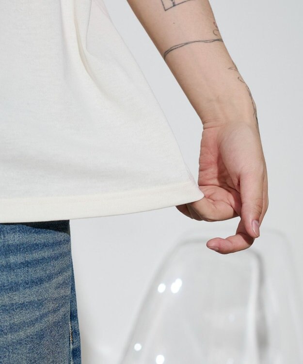WEGO 【ユニセックス着用ITEM】チェックディテールロゴT（SS） ホワイト