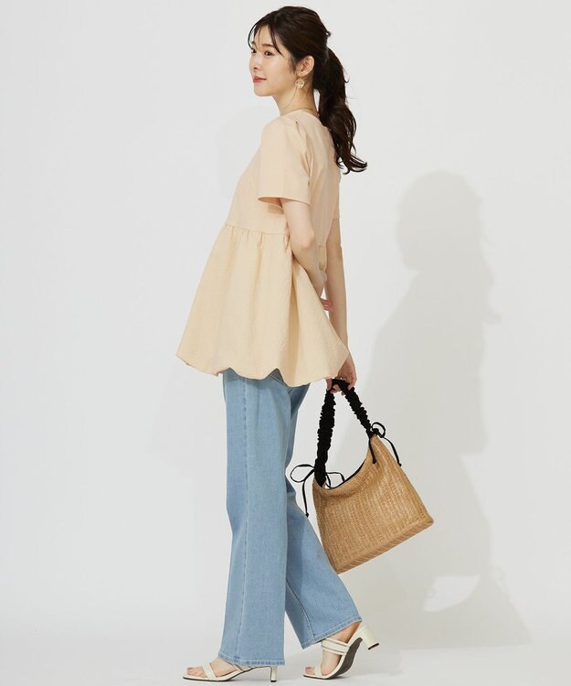 ANY SIS 【洗える】コンビネーションペプラム チュニック イエロー