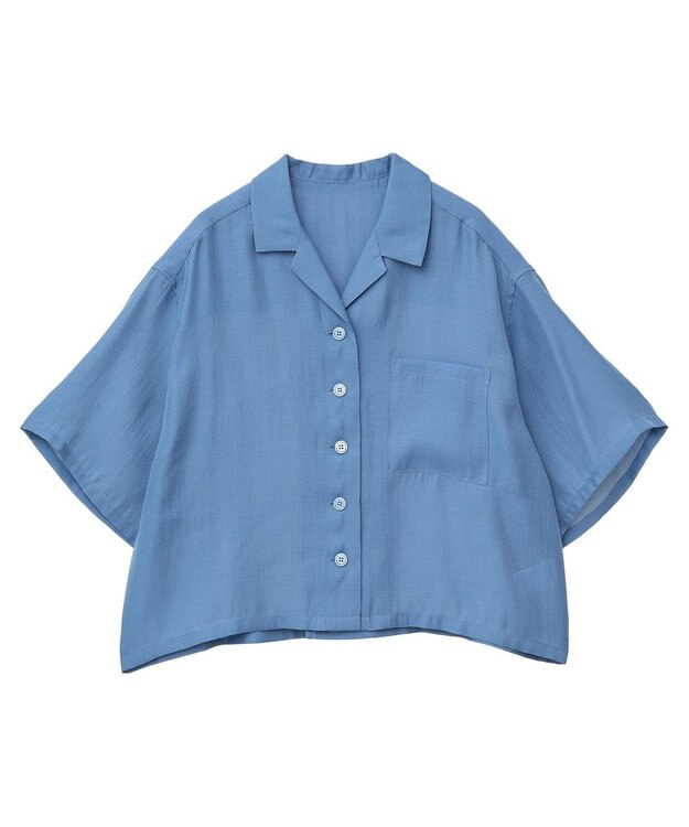 AMERICAN HOLIC 接触冷感シアー開襟半袖シャツ Blue
