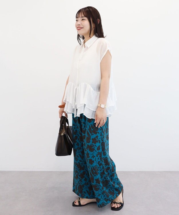 Green Parks ノースリーブフリルブラウス Off White