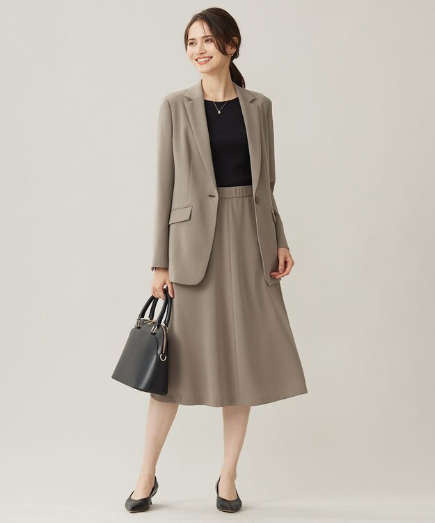 自由区 【洗える】ソフトリブ5分袖 Tシャツ ブラック