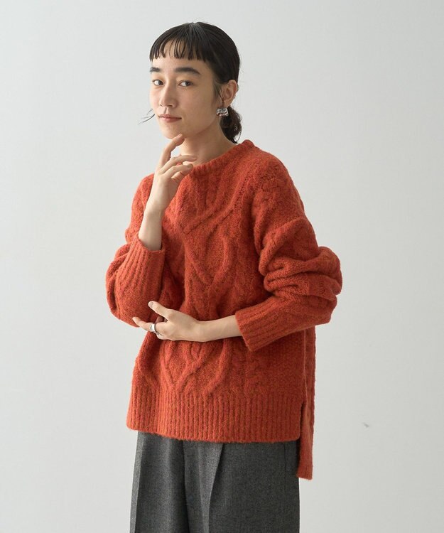 AMERICAN HOLIC ローゲージアラン柄ニットプルオーバー Red