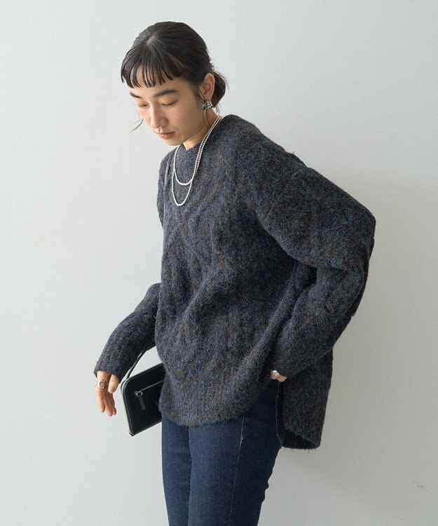 AMERICAN HOLIC ローゲージアラン柄ニットプルオーバー Purple