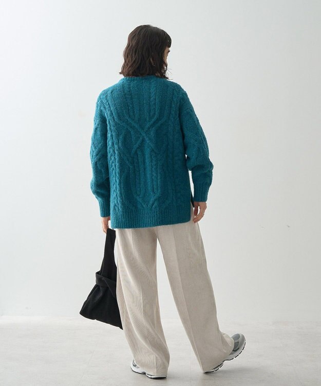 AMERICAN HOLIC ローゲージアラン柄ニットプルオーバー Green