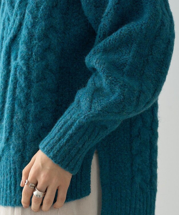 AMERICAN HOLIC ローゲージアラン柄ニットプルオーバー Green