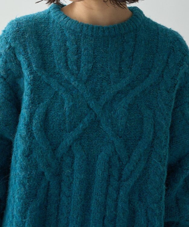 AMERICAN HOLIC ローゲージアラン柄ニットプルオーバー Green