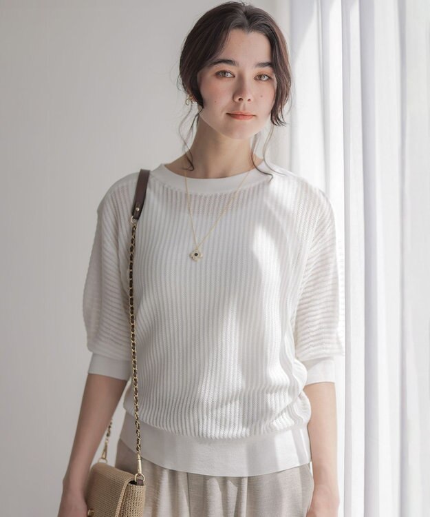組曲 レーシーニット プルオーバー ホワイト系