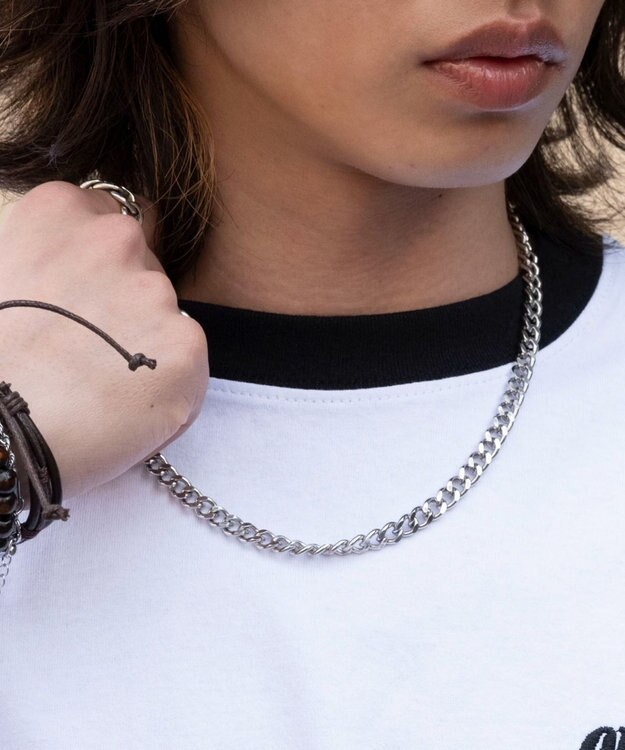 WEGO 【ユニセックス着用ITEM/MLサイズ展開】アクセ付きリンガーグラフィックT（SS） ホワイト