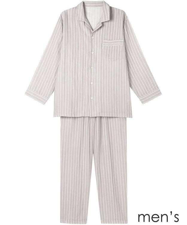ワコール／睡眠科学 メンズ パジャマ 長袖 長ズボン 綿100%(本体) 二重ガーゼ 通気性 上下セット 前開き レディースパジャマあり(YDX570) YGX571 睡眠科学／ワコール ベージュ