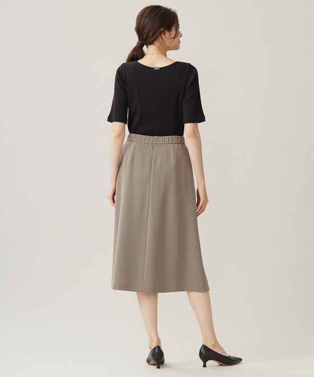 自由区 【洗える】ソフトリブ5分袖 Tシャツ ブラック