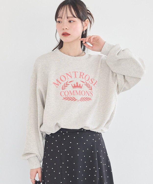 earth music&ecology 【裏毛】アソートロゴウラケドロストプルオーバー Oatmeal