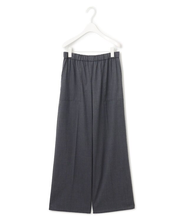 ICB 【洗える】 TWブロード ワイドストレートパンツ チャコール系