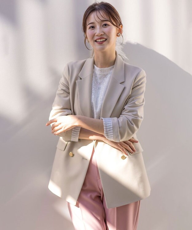 ANY SIS L 【洗える】褒めらレディテーラード ジャケット ライトベージュ