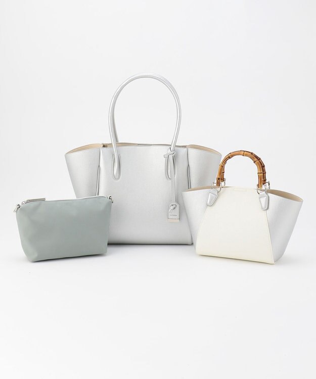 J.PRESS LADIES 【3点セット・A4サイズ収納可】クラシック マトリョーシカ トートバッグ シルバー系