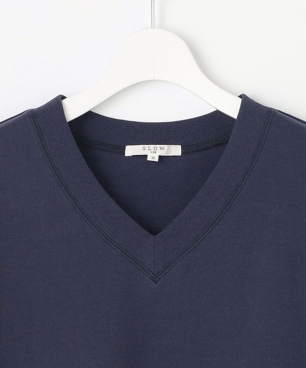 23区 S 【SLOW/WEB限定】ラスティックテリー Vネック カットソー ダルブルー系