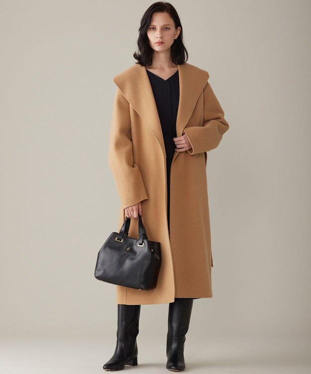 自由区 S 【洗える】ウールミックスストレッチツイル ワンピース ネイビー系