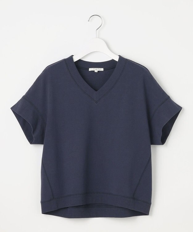 23区 L 【SLOW/WEB限定】ラスティックテリー Vネック カットソー ダルブルー系