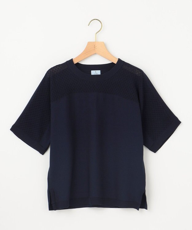 組曲 【WEB限定】メッシュ切り替えドルマン ニット ネイビー系