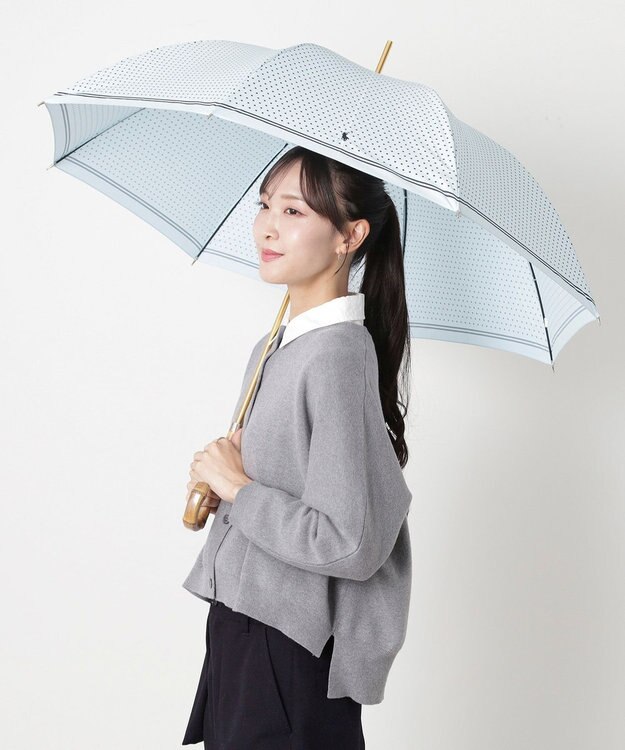 MOONBAT POLO RALPH LAUREN(ポロ ラルフローレン) ツイルドットポロポニー 雨傘 長傘 サックスブルー