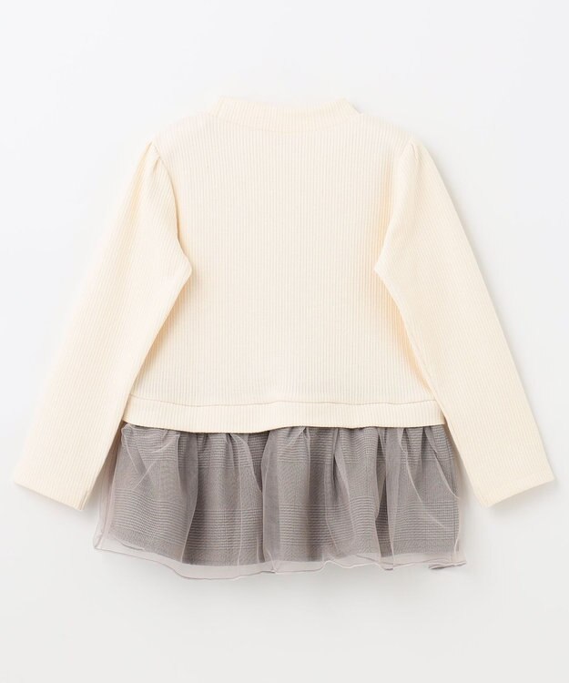 ANY KIDS パール付きペプラムトレーナー エクリュ