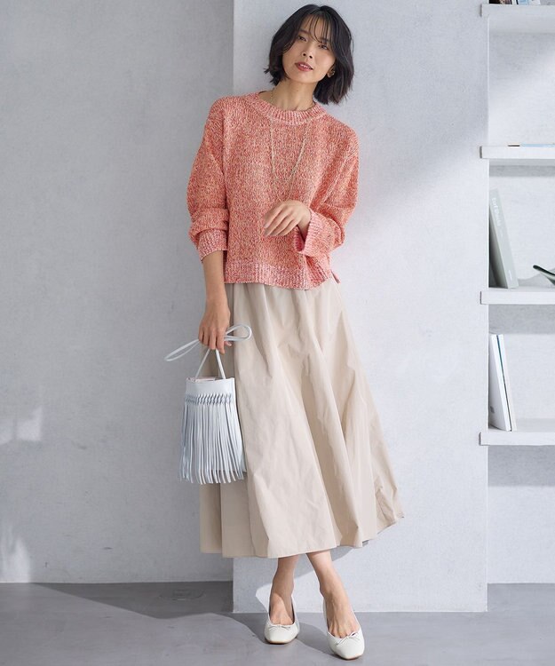 23区 【洗える】ルミエールタフタ フレアスカート ベージュ系