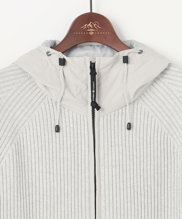 JOSEPH ABBOUD MOUNTAIN 【日本素材・ストレッチ】コットンムリネ アウトドア ニット パーカー アイボリー系