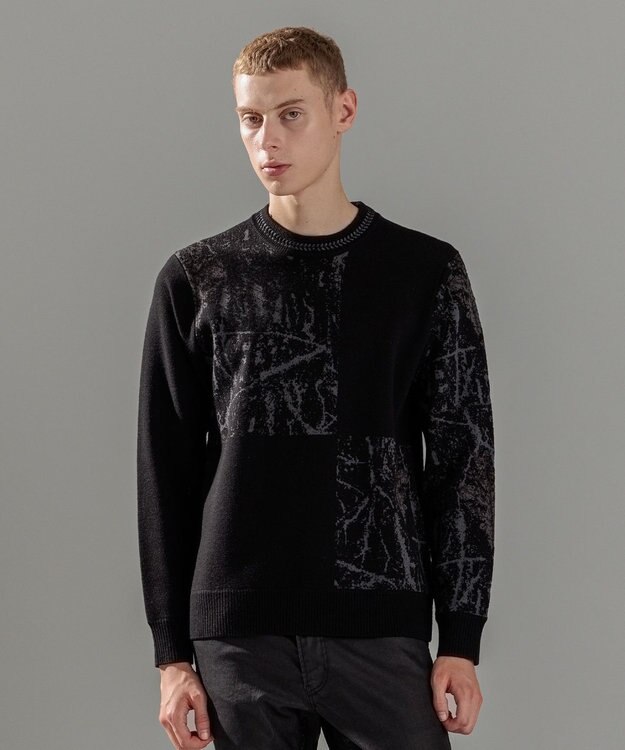 JOSEPH HOMME フォレストジャガードブロック　クルーネックニット ブラック系5
