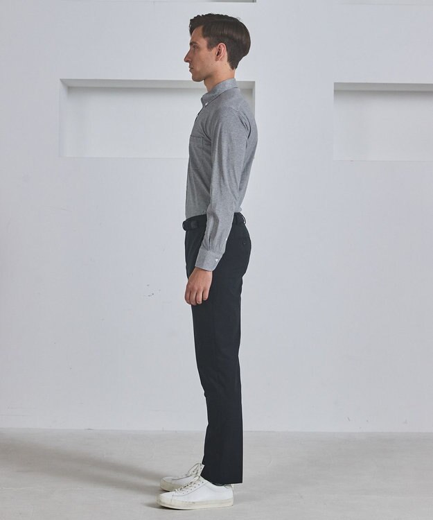 GOTAIRIKU 胸ポケット付にアップデート【吸水速乾/ストレッチ】クールマックス鹿の子 ビズシャツ_ボタンダウン ライトグレー系